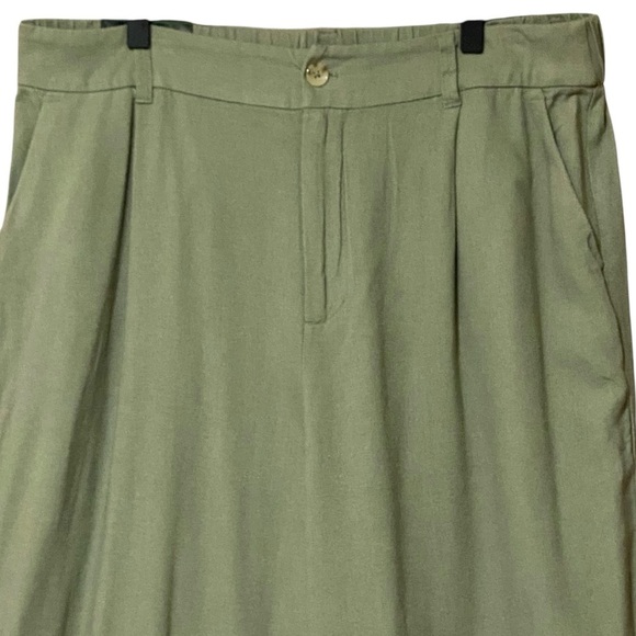 SoundStyle Linen Blend Wide Leg Pants XL Olive Green  Casual Boho Relaxed NWT - Picture 5 of 10